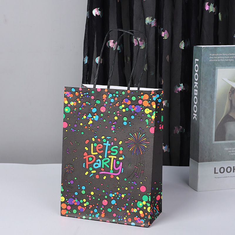 Let'S Party Event Supply - ハンドル付きの紙製ギフトバッグ,誕生日や誕生日プレゼント用のバッグ,キャンディーやgoodie,夜に輝く,パーティーの装飾用品
