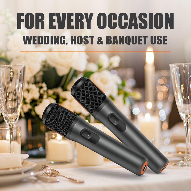 Event & Party Supply - ワイヤレスマイク デュアルハンドヘルド AES-128暗号化 20時間バッテリー 6.35mmレシーバー 30m範囲