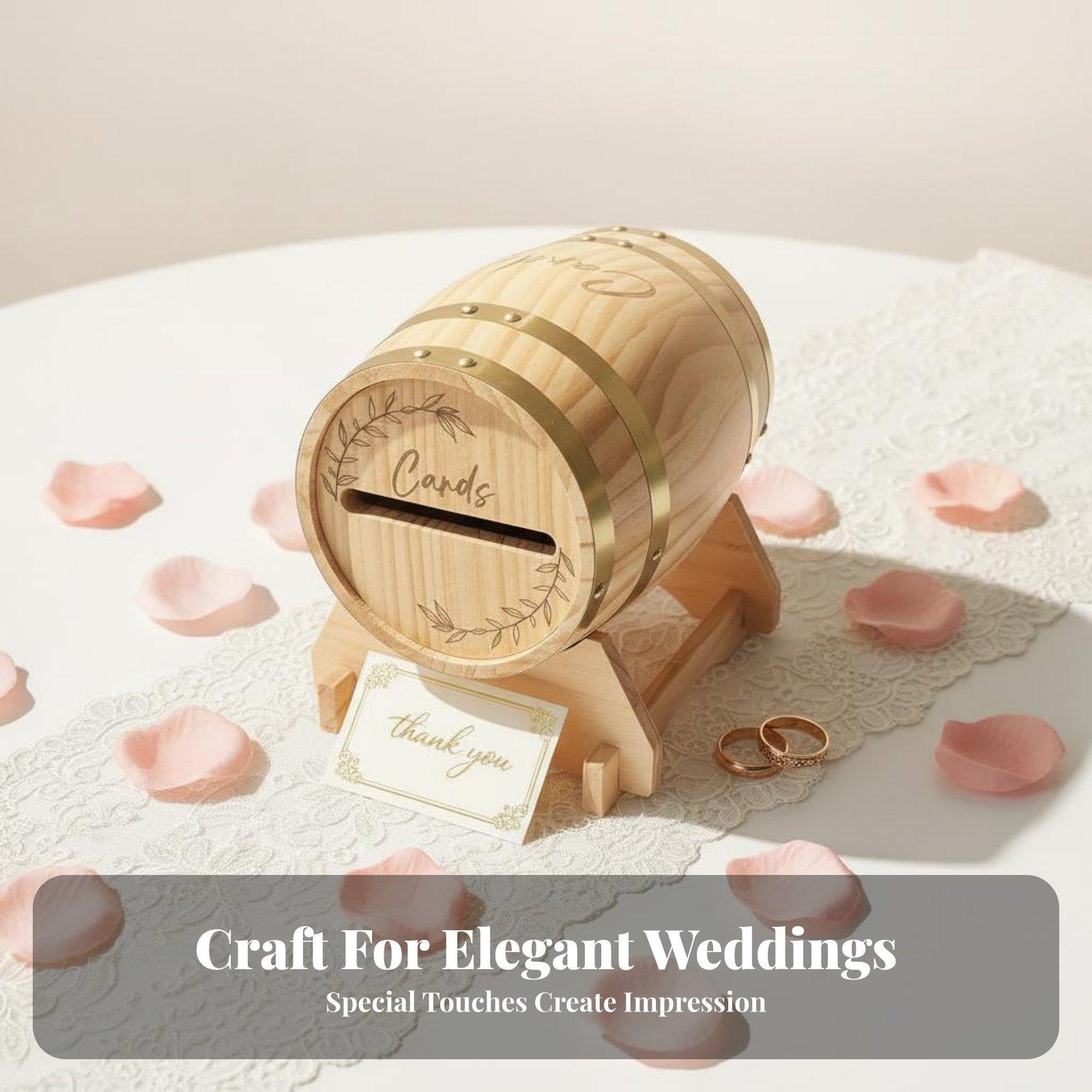 Event Party Box - 素朴な無垢材のカードボックス、樽型の封筒ホルダー、結婚式、パーティーの招待状、ギフトコレクション、イベント用