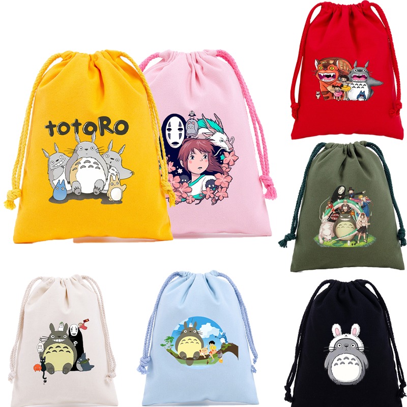 Party Favor Bag - トトロ綿かわいい巾着ポケット小さなギフトバッグ漫画アニメグラフィックプリントポータブル収納袋誕生日パーティーギフト新しい