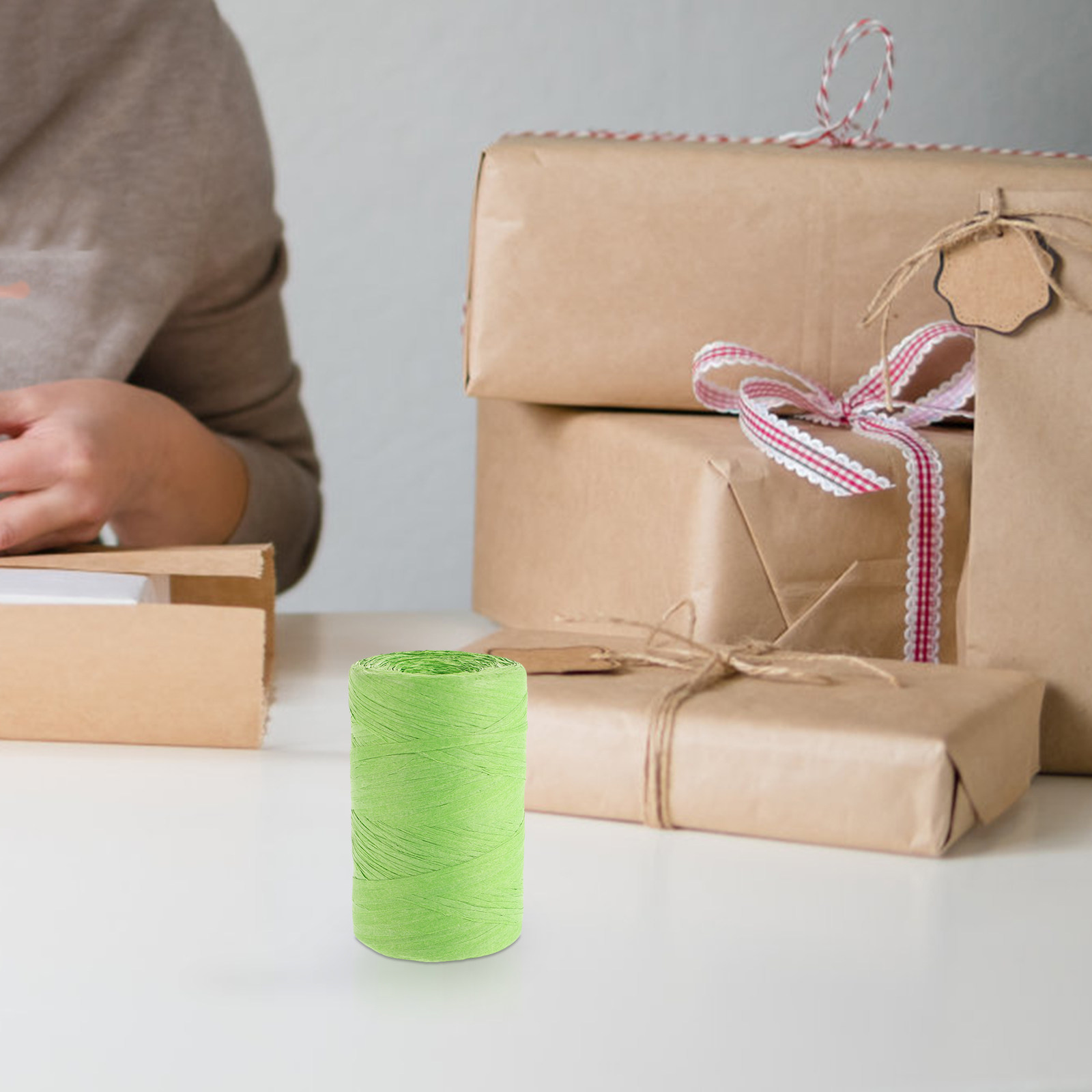 ラフィアペーパー色の平紐包装リボン DIYクラフト用品 花の - Papercraft Supply Ribbon のレビューと価格