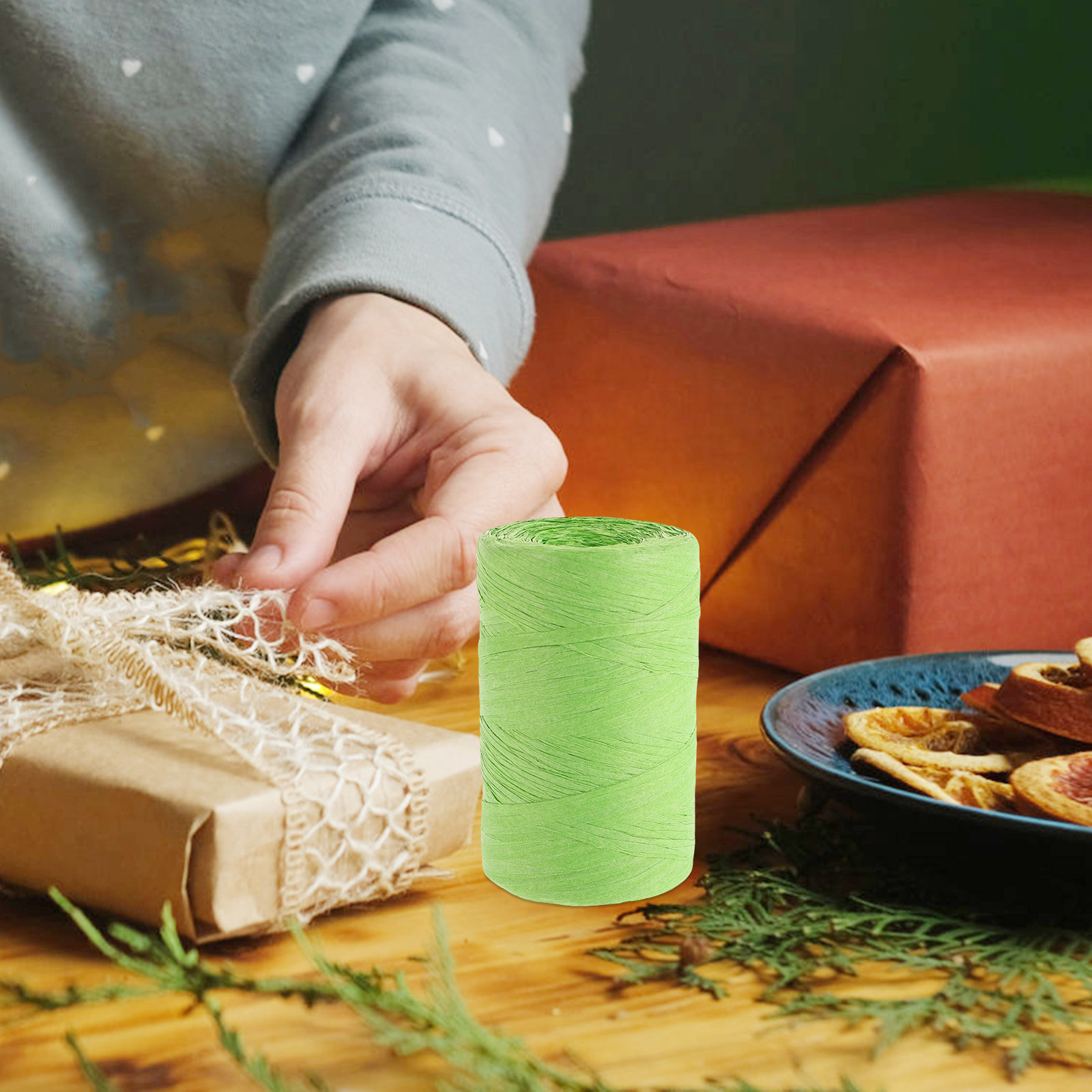 ラフィアペーパー色の平紐包装リボン DIYクラフト用品 花の - Papercraft Supply Ribbon のレビューと価格