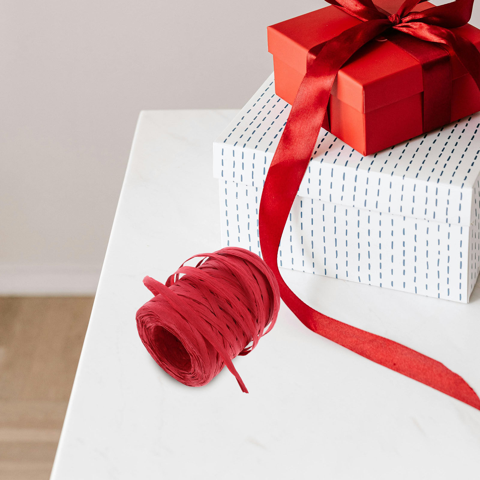 1巻 ラフィア紙紐 100m 天然素材のクラフトリボン、包装 - Papercraft Supply Ribbon のレビューと価格