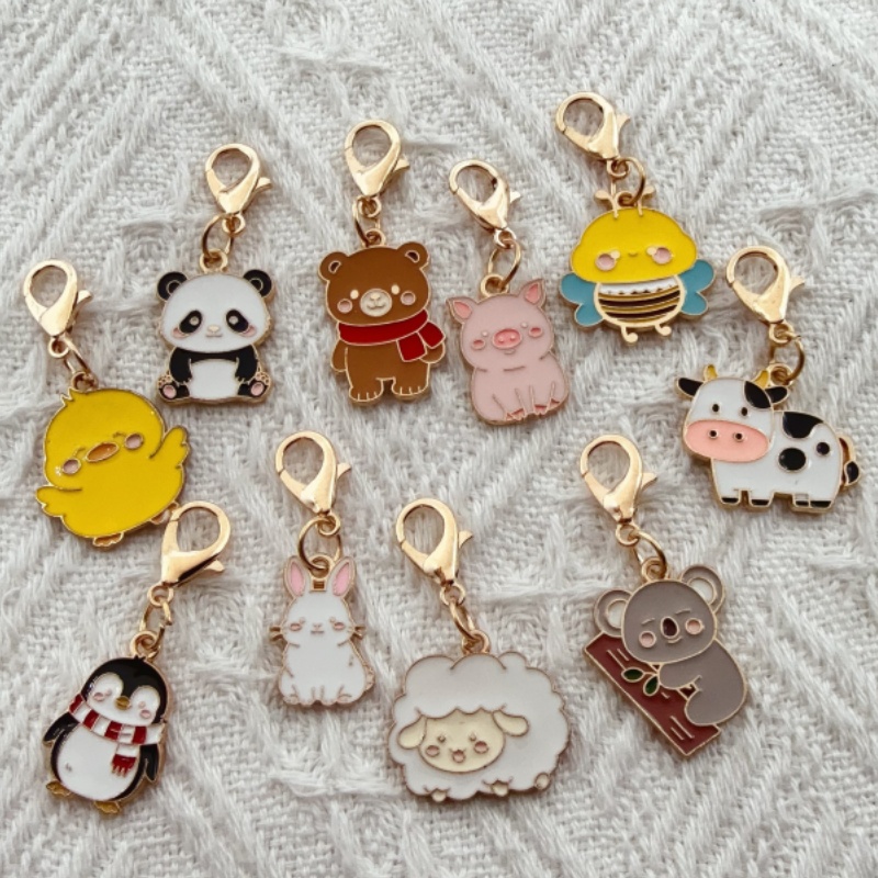 10個入り合金製ドリップオイル漫画動物キーホルダー、バッグ吊 - Party Favor Bag のレビューと価格