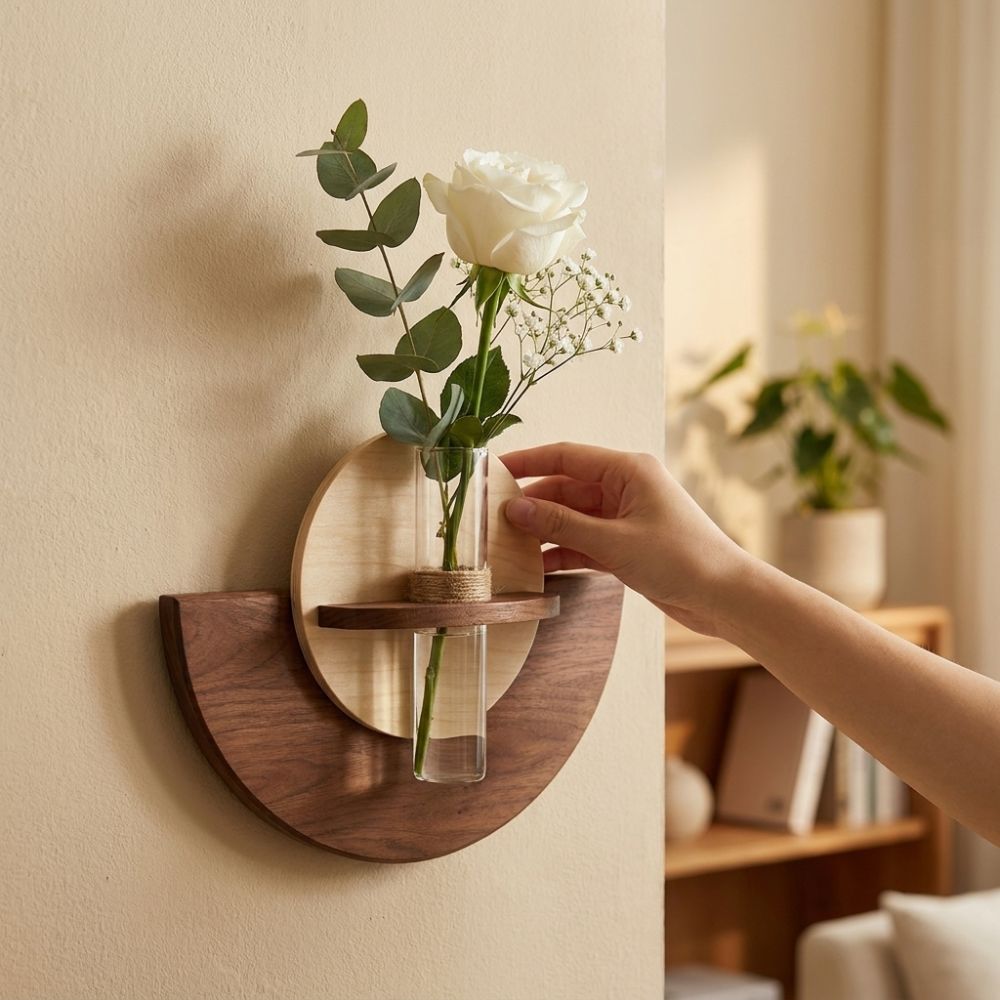 楕円形の木製壁掛け花棚 省スペース水耕栽培ディスプレイ 吊り - Flower Wall Panel のレビューと価格